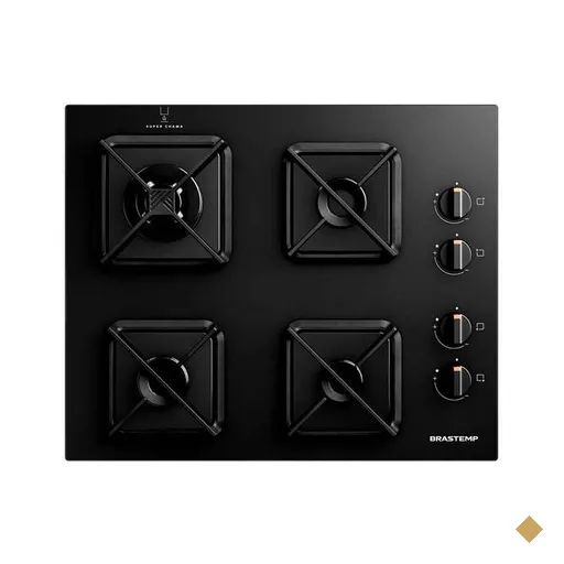 Cooktop a Gás Brastemp em Vidro Temperado com 04 Bocas Preto - BDS62AE