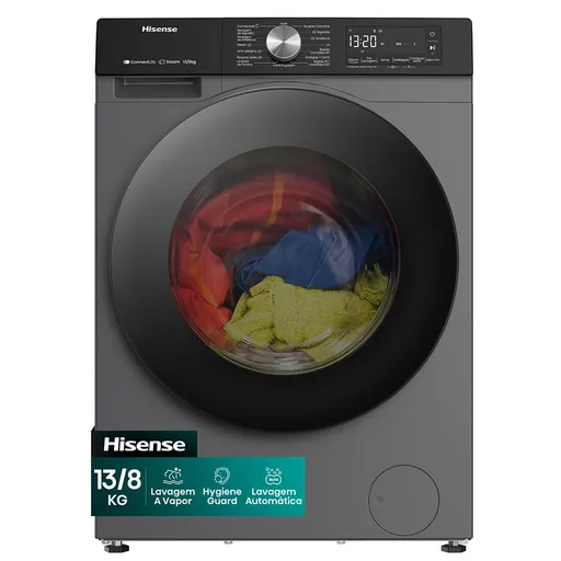 Lava e Seca 13Kg Hisense Titanium com 13 Programas de Lavagem, Steam, Wi-Fi -…