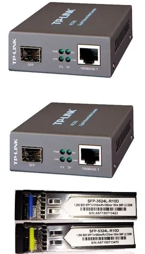 Kit Fibra Óptica PTP 2x Conversor TP-Link Mc220l + Par de módulos Gbic 10km…