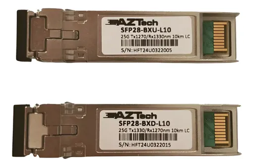 Par de módulos GBIC SFP28 25G WDM 1FO 10KM LC Aztech BX-U/BX-D Certificado…