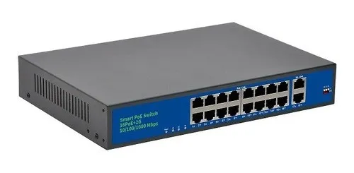 Switch 16 Portas Poe 250w Hisource + 2p Giga F1620gbl-a