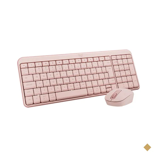 Combo Teclado e Mouse Sem Fio Logitech MK250 Rosa