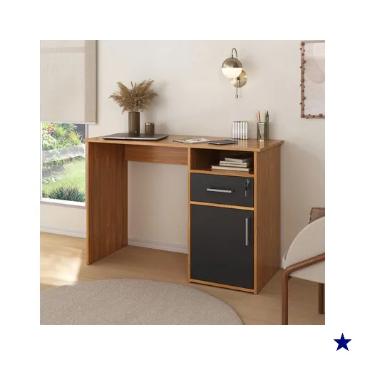 Mesa Escrivaninha Hall 1 Porta 1 Gaveta Freijó/Preto - Artany