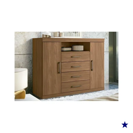 Cômoda de Quarto 2 Portas e 4 Gavetas Master Jatoba - Santos Andirá