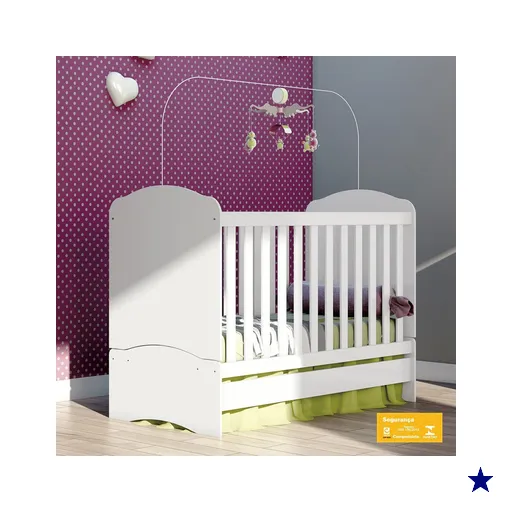 Berço Mini Cama 03 em 01 Bala de Menta Henn Rústico c/ Branco HP