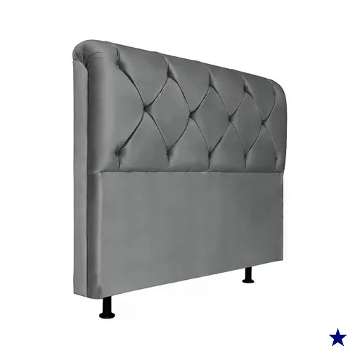 Cabeceira Casal 140cm Barbara Suede Cinza ID Milani Store