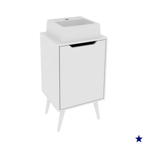 Gabinete 1 Porta Com Cuba Para Banheiro BN3630x41 Branco Tecno Mobili