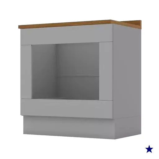 Balcao Forno Embutir Tampo Cooktop 80cm Americana Cinza Nature Henn