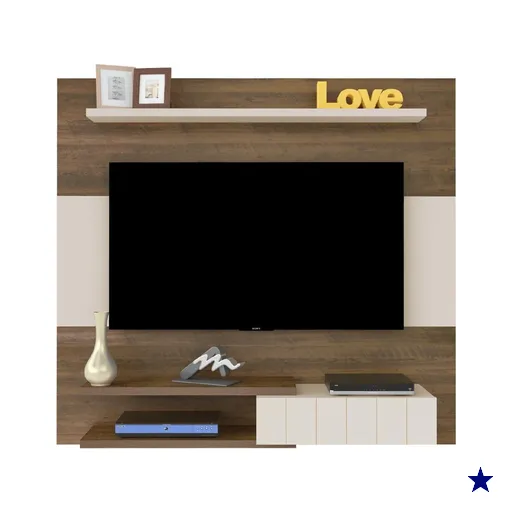 Painel Suspenso Para TV 55 Pol 135 cm Pinho Off White ARLY