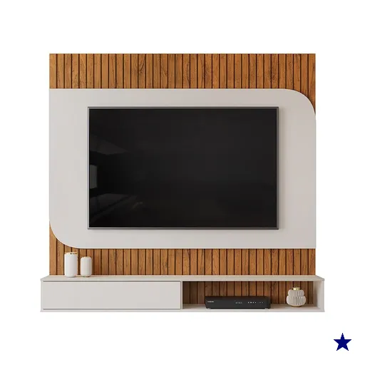 Painel Para Tv 65 Pol 1 Porta 150 cm Tom Freijo Off White Dj Moveis