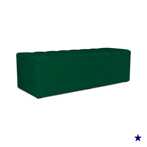 Recamier Calcadeira Bau 160 cm Dalia Suede Verde Musgo Artte