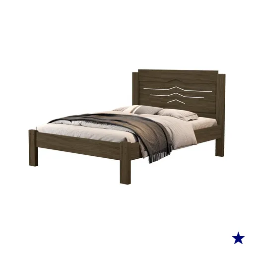 Cama Casal MDF 195X144 cm Sofia Castanho Off Decmade