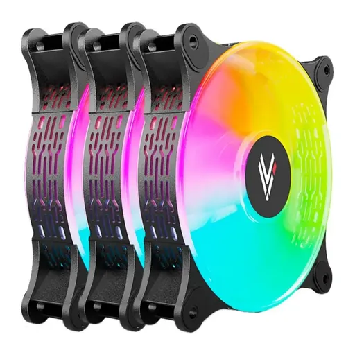 Kit com 3 Cooler Fans Hilevel Lite 120mm, ARGB, com Controladora e Controle…