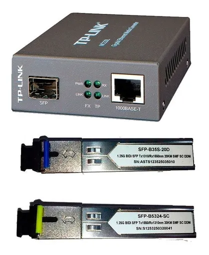 Kit Conversor Fibra Óptica PTP 1 Mc220l + par de Gbic Monomodo 20km Sc 1fo…