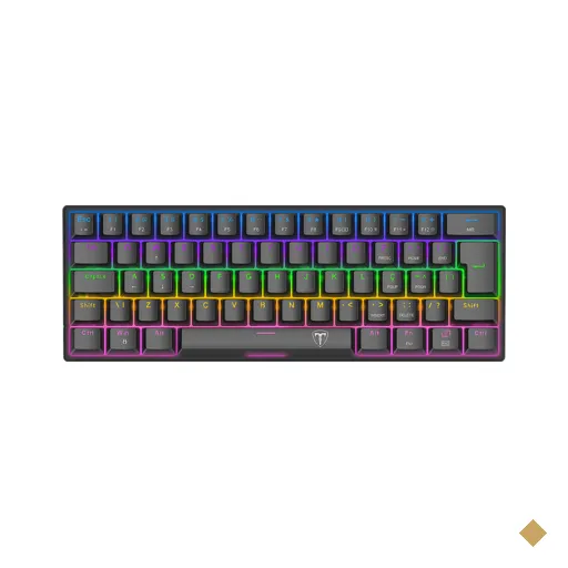 Teclado Mecânico Gamer T-Dagger Arena 60% Rainbow Preto Switch Marrom ABNT2…