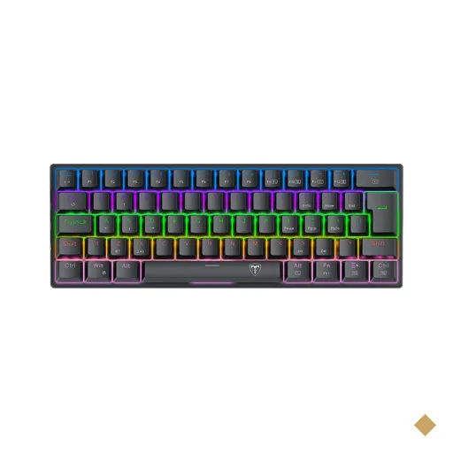 Teclado Mecânico Gamer T-Dagger Arena Pro 60% Sem Fio Rainbow Preto Switch…