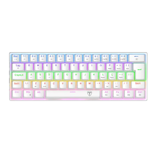 Teclado Mecânico Gamer T-Dagger Arena Pro 60% Sem Fio Rainbow Branco Switch…