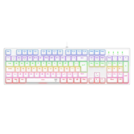 Teclado Mecânico Gamer T-Dagger Rebel Full Size Rainbow Branco Switch Marrom…