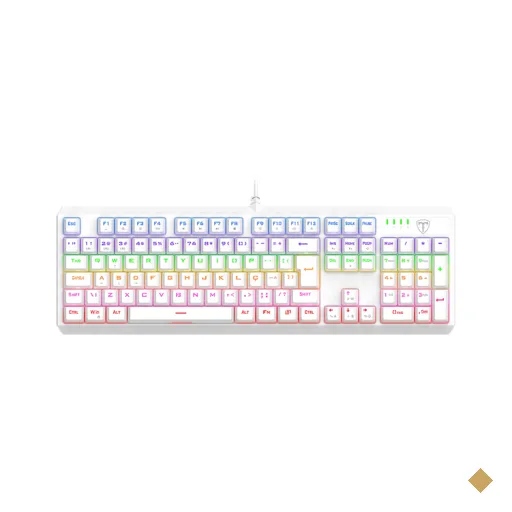 Teclado Mecânico Gamer T-Dagger Axis Full Size Rainbow Branco Switch Marrom…