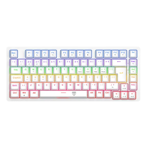Teclado Mecânico Gamer T-Dagger Megatre 75% Rainbow Branco Switch Marrom…