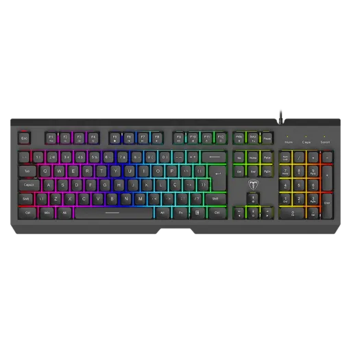 Teclado Gamer T-Dagger Nova Membrana Preto RGB Estrutura em Metal Full Size…