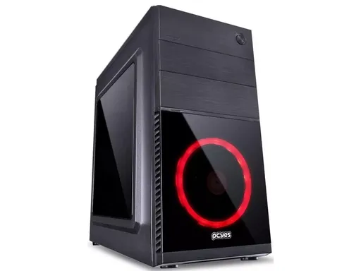 Gabinete PCYes! Mercury Mid Tower Preto com Led Vermelho