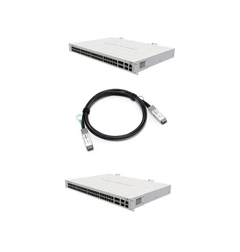 Kit 2x Switch 48p L3 Crs354-48g 4sfp+ 10g 2 Qsfp + Cabo Dac