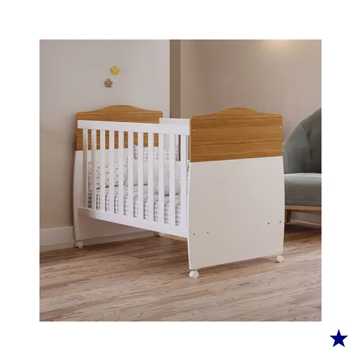 Berço Mini Cama Conforto 100% Mdf Nature/Branco - Permóbili