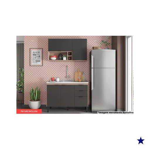 Kit de Cozinha Completa 2 Peças Firenze (1 Aéreo + 1 Balcão) CP11…