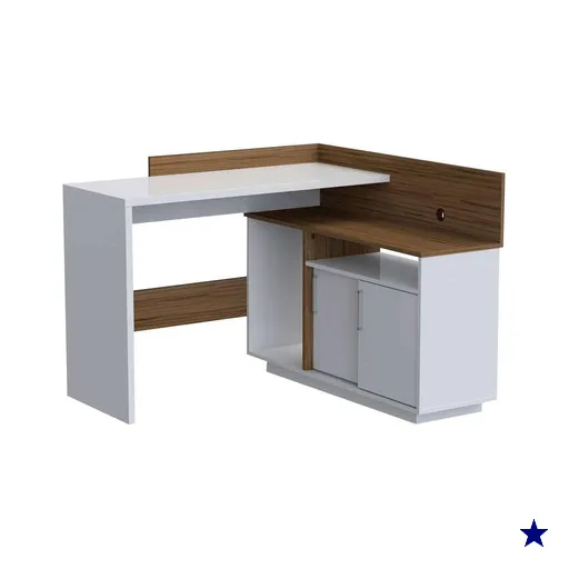 Escrivaninha Mega Office Branca e Amêndoa