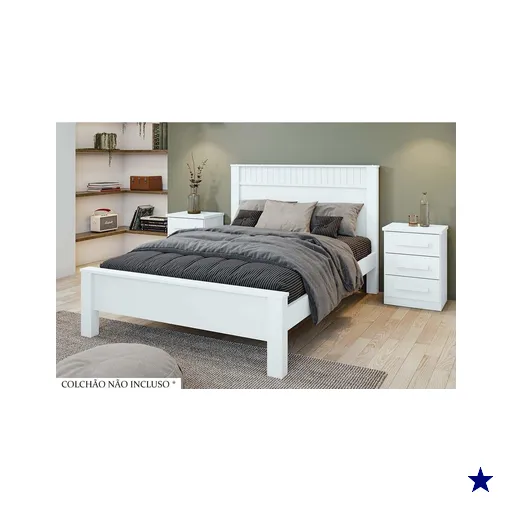 Cama de Casal Athenas Branco - Lopas