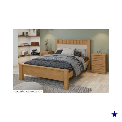 Cama de Casal Athenas Amendoa/Off White - Lopas