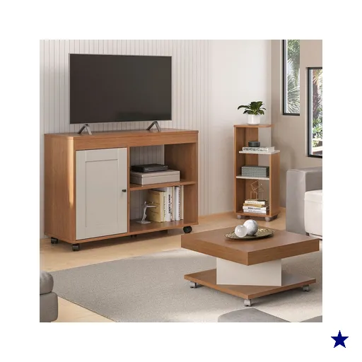 Sala de Estar Completa Rio para TV Até 42 Polegadas Cinamomo/Off White -…
