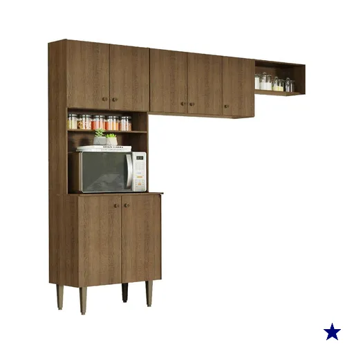 Armário de Cozinha Compacta Quiosque 235cm Rustic Gourmet Madesa XA