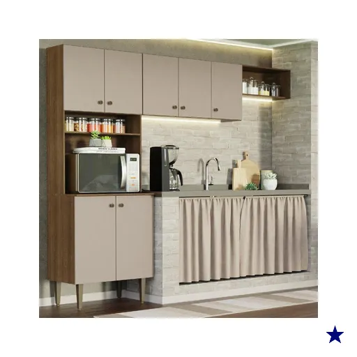 Armário de Cozinha Compacta Quiosque 235cm Rustic/Crema Gourmet Madesa 01