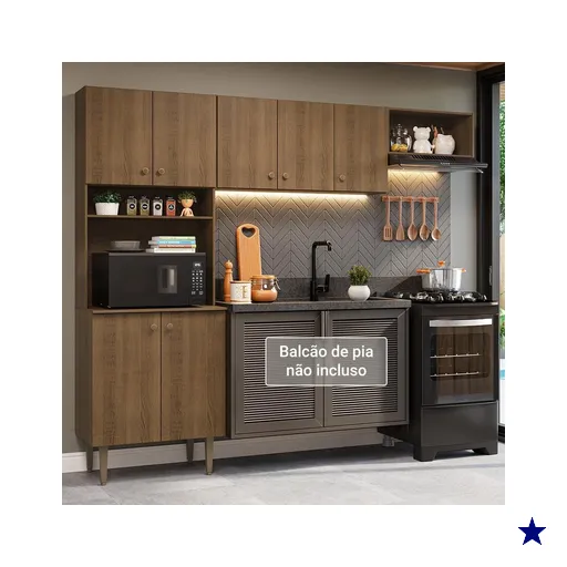 Armário de Cozinha Compacta 235cm Rustic Gourmet Madesa XA03