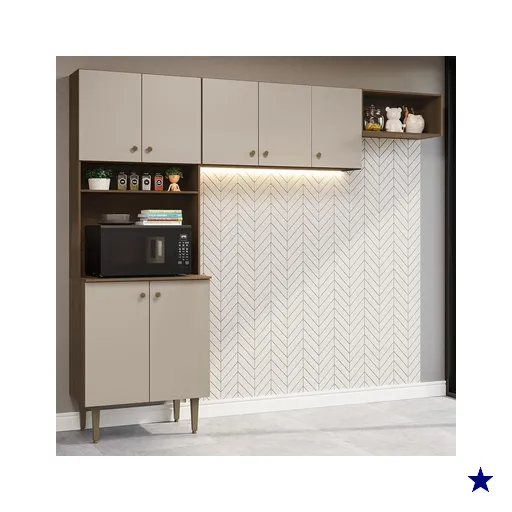 Armário de Cozinha Compacta 235cm Rustic/Crema Gourmet Madesa XB03