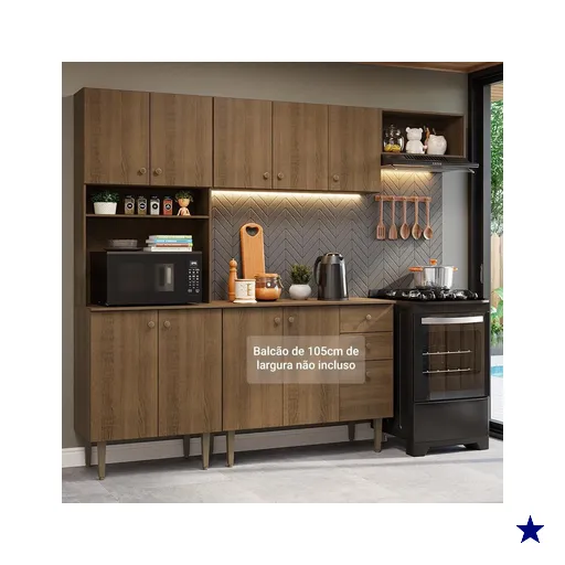 Armário de Cozinha Compacta 235cm Rustic Gourmet Madesa XC03