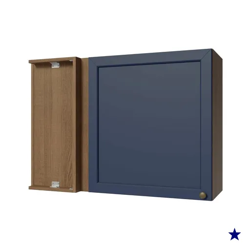 Armário Aéreo de Canto 1 Porta Rustic/Azul Vik Madesa