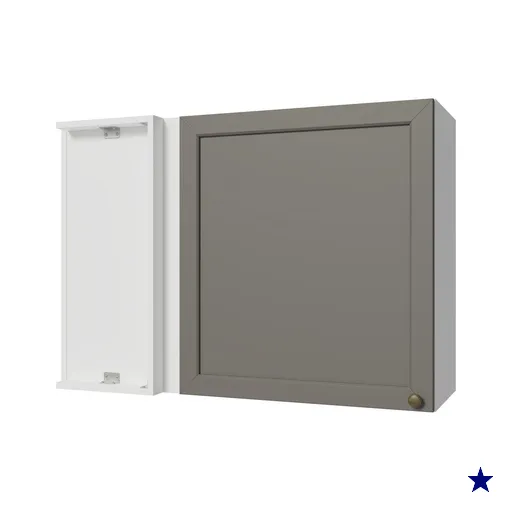 Armário Aéreo de Canto 1 Porta Branco/Cinza Vik Madesa