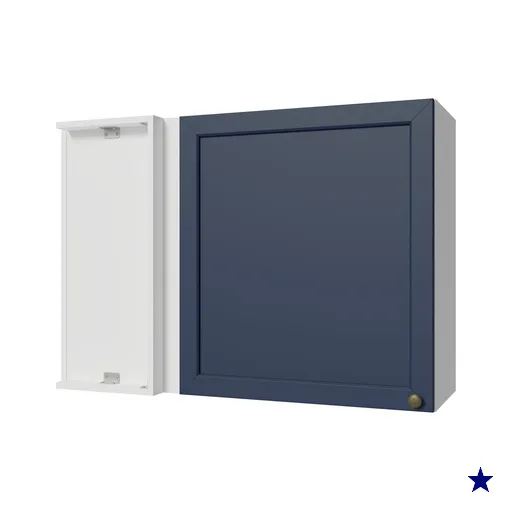 Armário Aéreo de Canto 1 Porta Branco/Azul Vik Madesa