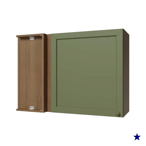Armário Aéreo de Canto 1 Porta Rustic/Verde Vik Madesa