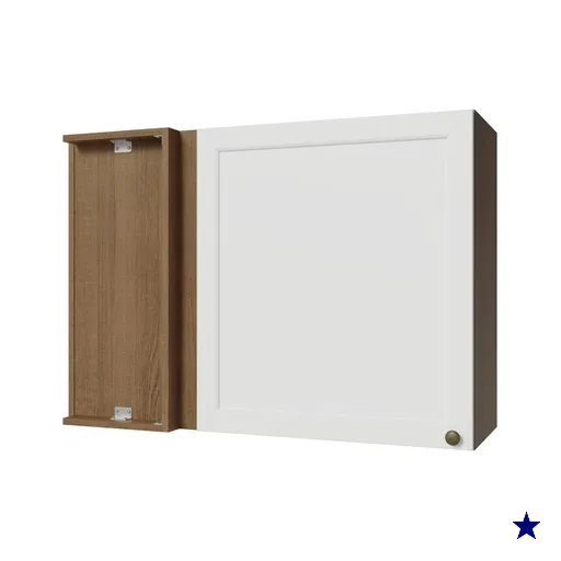 Armário Aéreo de Canto 1 Porta Rustic/Branco Vik Madesa