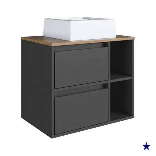 Gabinete de Banheiro Suspenso Com 60cm com 2 Nichos 1 Porta Basc