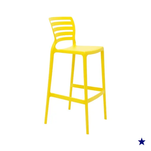 Banqueta Alta Tramontina Sofia Amarelo com Encosto Plástico Resistente Bancada…