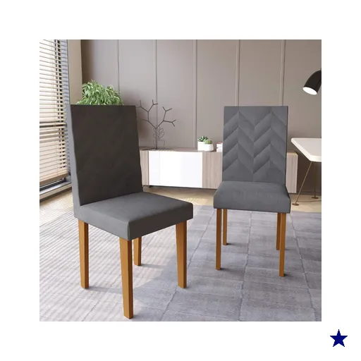 Conjunto 2 Cadeiras de Jantar com Pés em MDF Estofadas Fidelitá Itália…