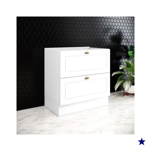 Balcão 80Cm Com 2 Gavetas Cozinha Americana Henn Branco HP