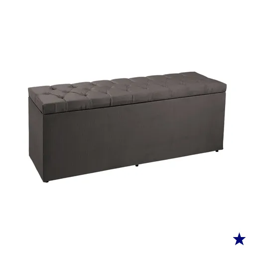 Calçadeira Recamier Baú Casal 1,40m Madrid Suede Cinza - Pallazio