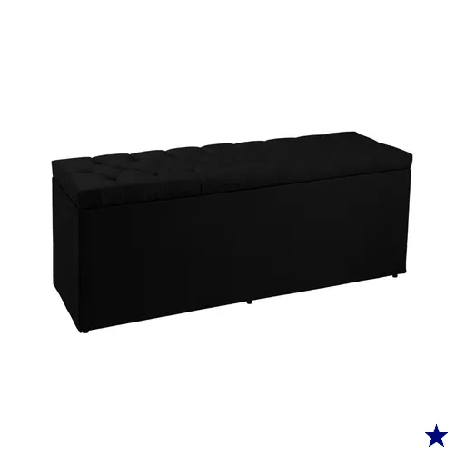 Calçadeira Recamier Baú Casal 1,40m Madrid Suede Preto - Pallazio