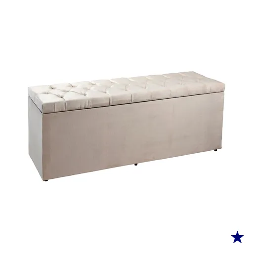 Calçadeira Recamier Baú Casal 1,40m Madrid Suede Bege - Pallazio